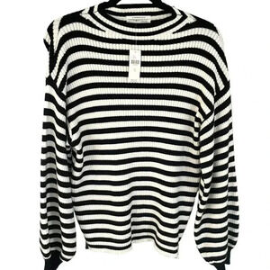 Anthropologie Line & Dot Sweater Black White Striped
